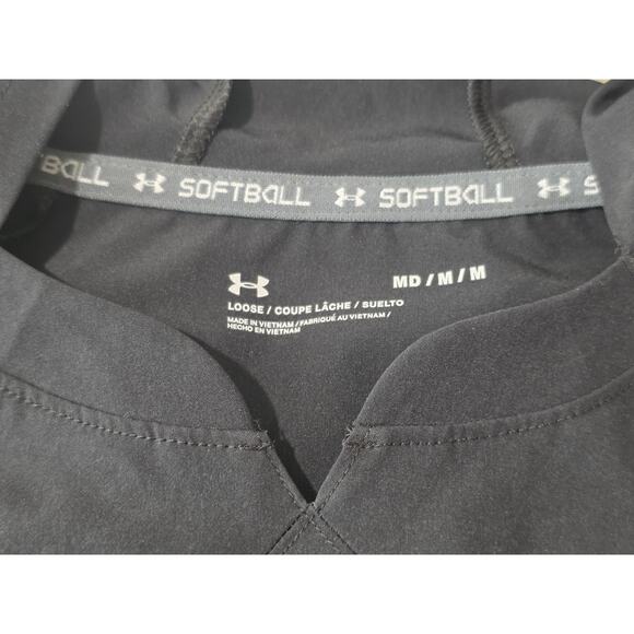 Under Armour softball black hooded pullover shirt jacket with pockets - medium - Picture 2 of 6